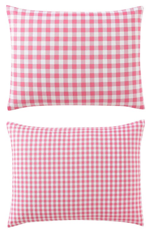 Eddie Bauer Preston Check Microfiber Comforter Set In White/light Pink
