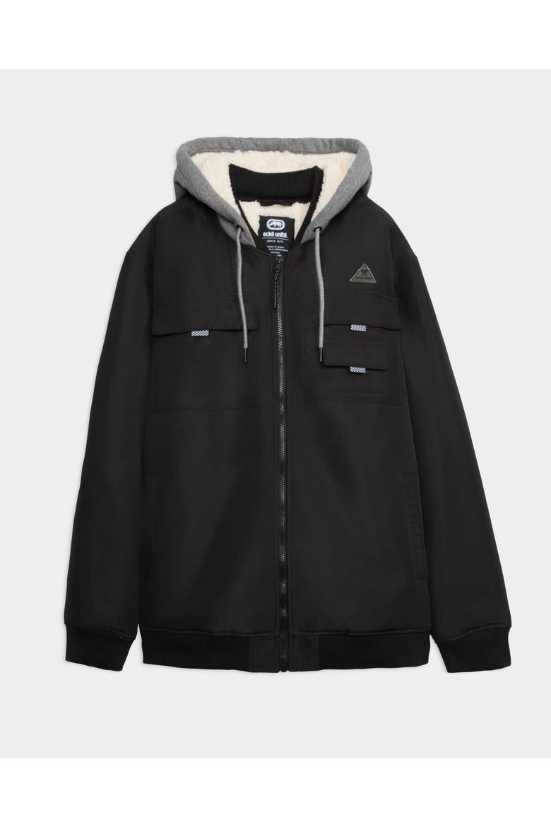 Triple threat faux shearling Bomber Jacket, Main, color, Black
