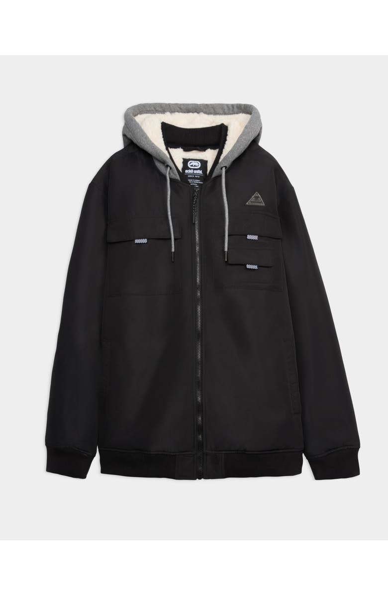 ECKO Triple threat faux shearling Bomber Jacket, Main, color, Black