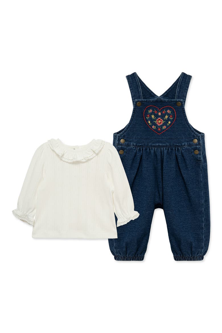 Kids' Heart Overall & T-Shirt Set, Main, color, DENIM