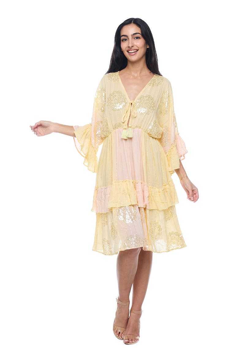 Bell Sleeve Minidress, Alternate, color, YELLOW
