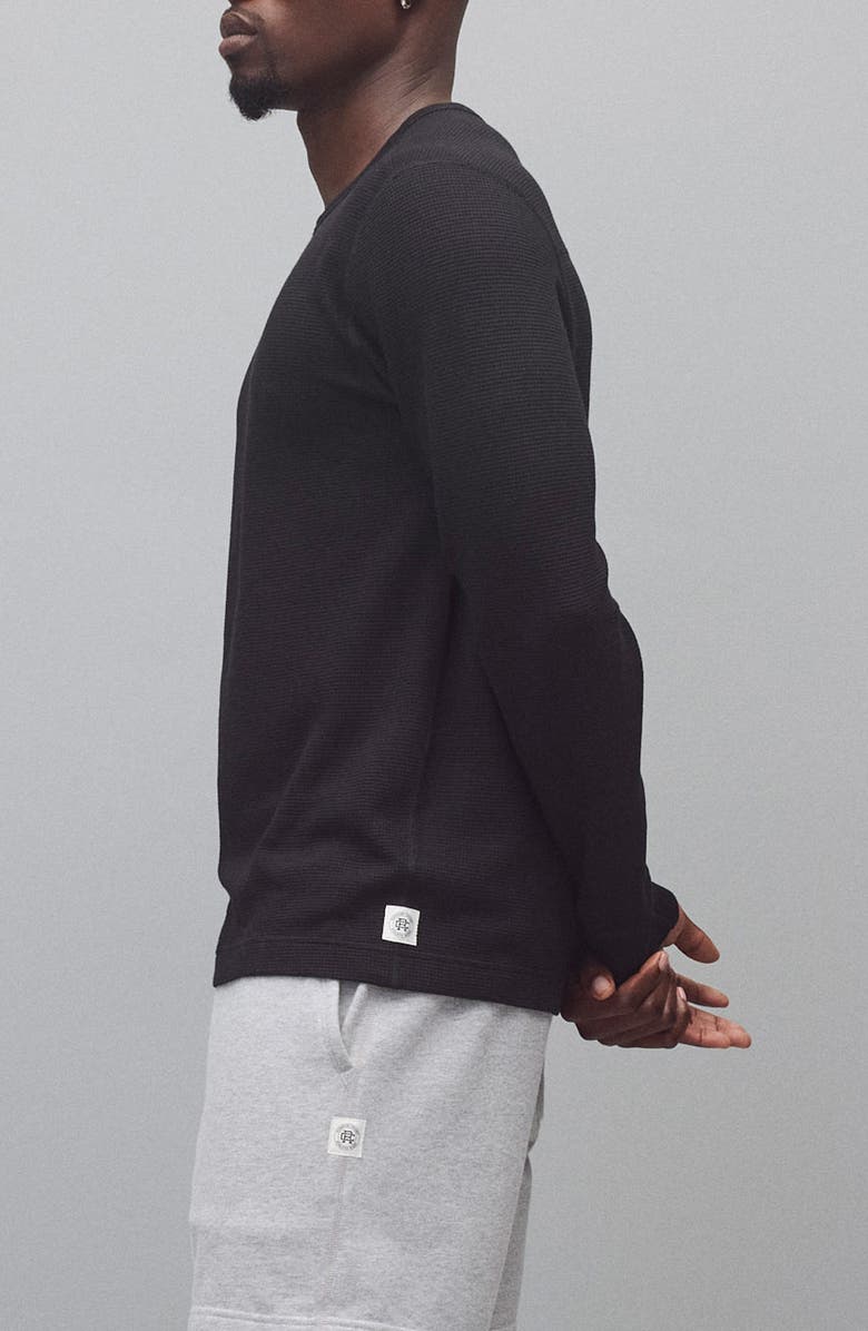 Reigning Champ Lightweight Waffle Stitch Long Sleeve T-Shirt, Alternate, color, Black