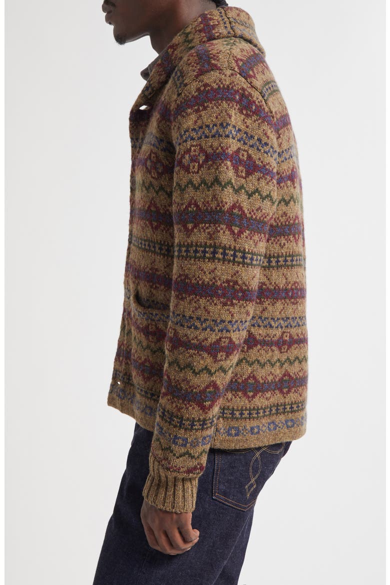 Fair Isle Wool Cardigan, Alternate, color, LODEN HEATHER MULTI