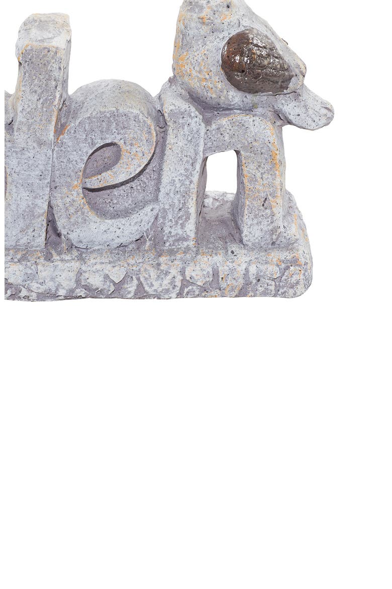 White Polystone Indoor & Outdoor Bird Garden Sculpture with Garden Sign, Alternate, color, WHITE