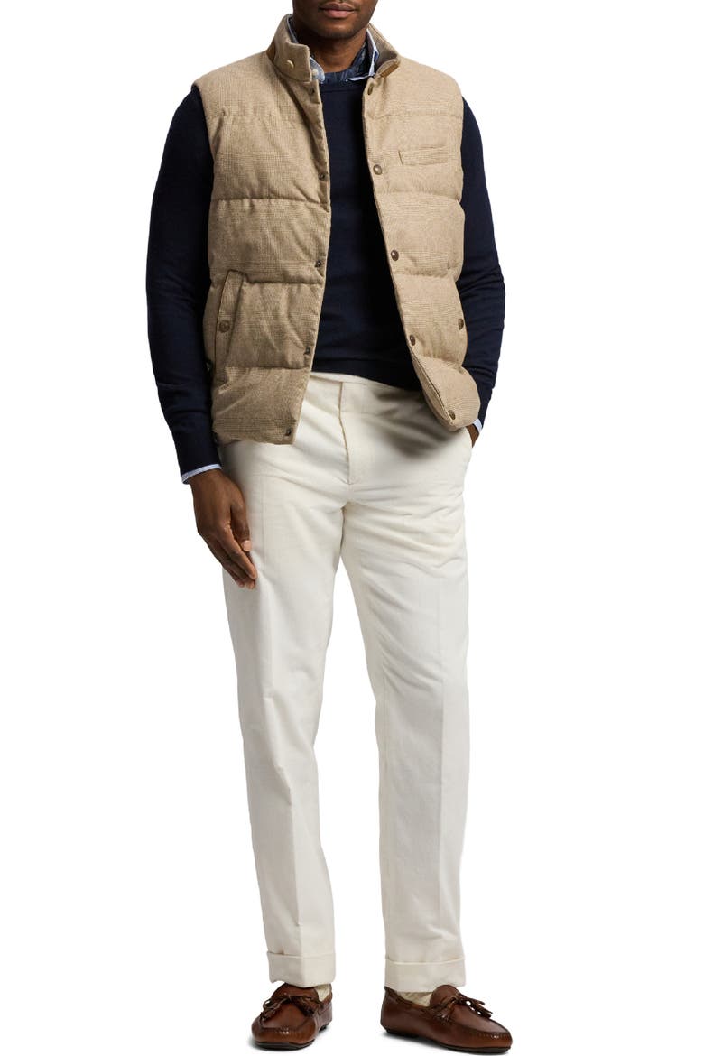 Whitwell Glen Plaid Wool, Silk & Cashmere 750-Fill-Power Down Puffer Vest, Alternate, color, LIGHT BROWN