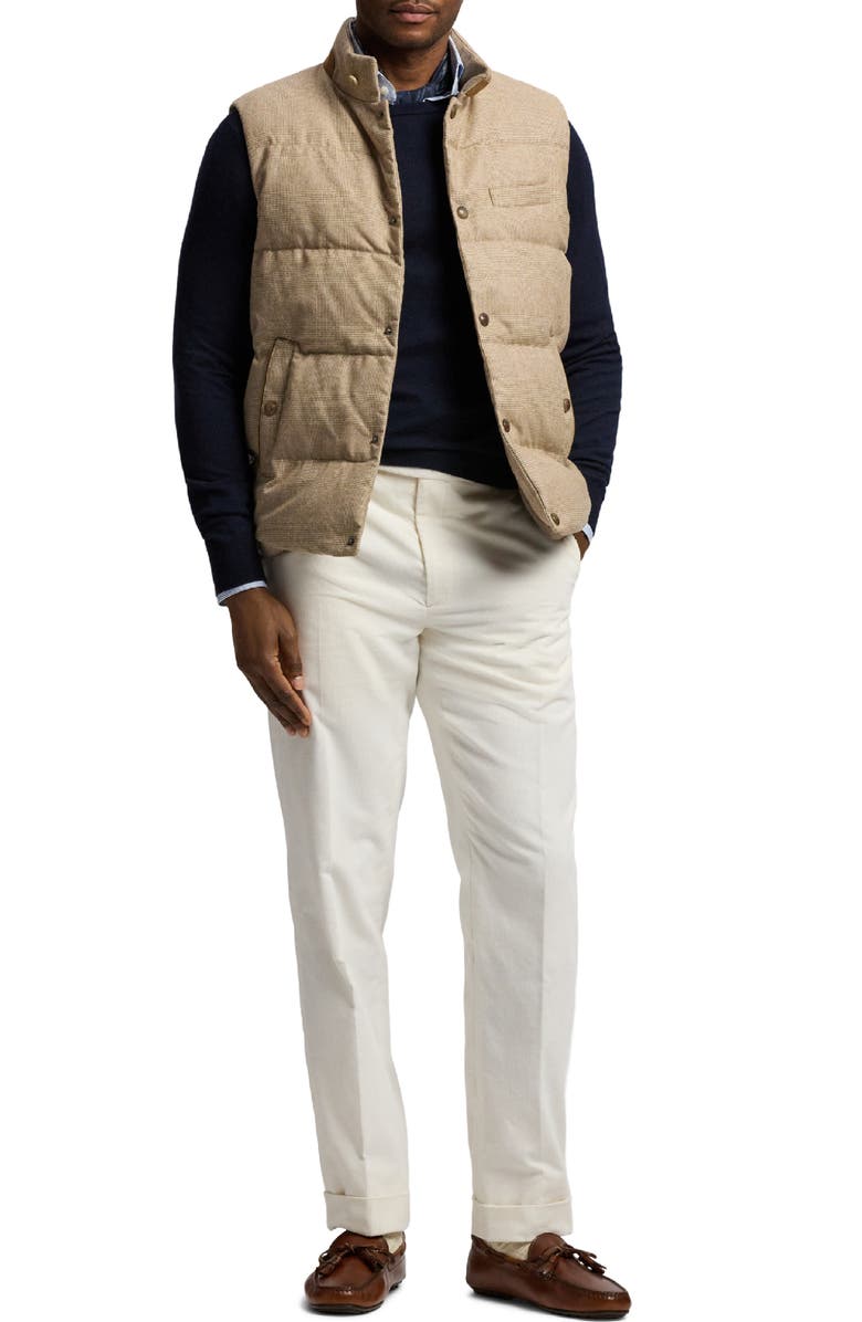 Ralph Lauren Purple Label Whitwell Glen Plaid Wool, Silk & Cashmere 750-Fill-Power Down Puffer Vest, Alternate, color, Light Brown