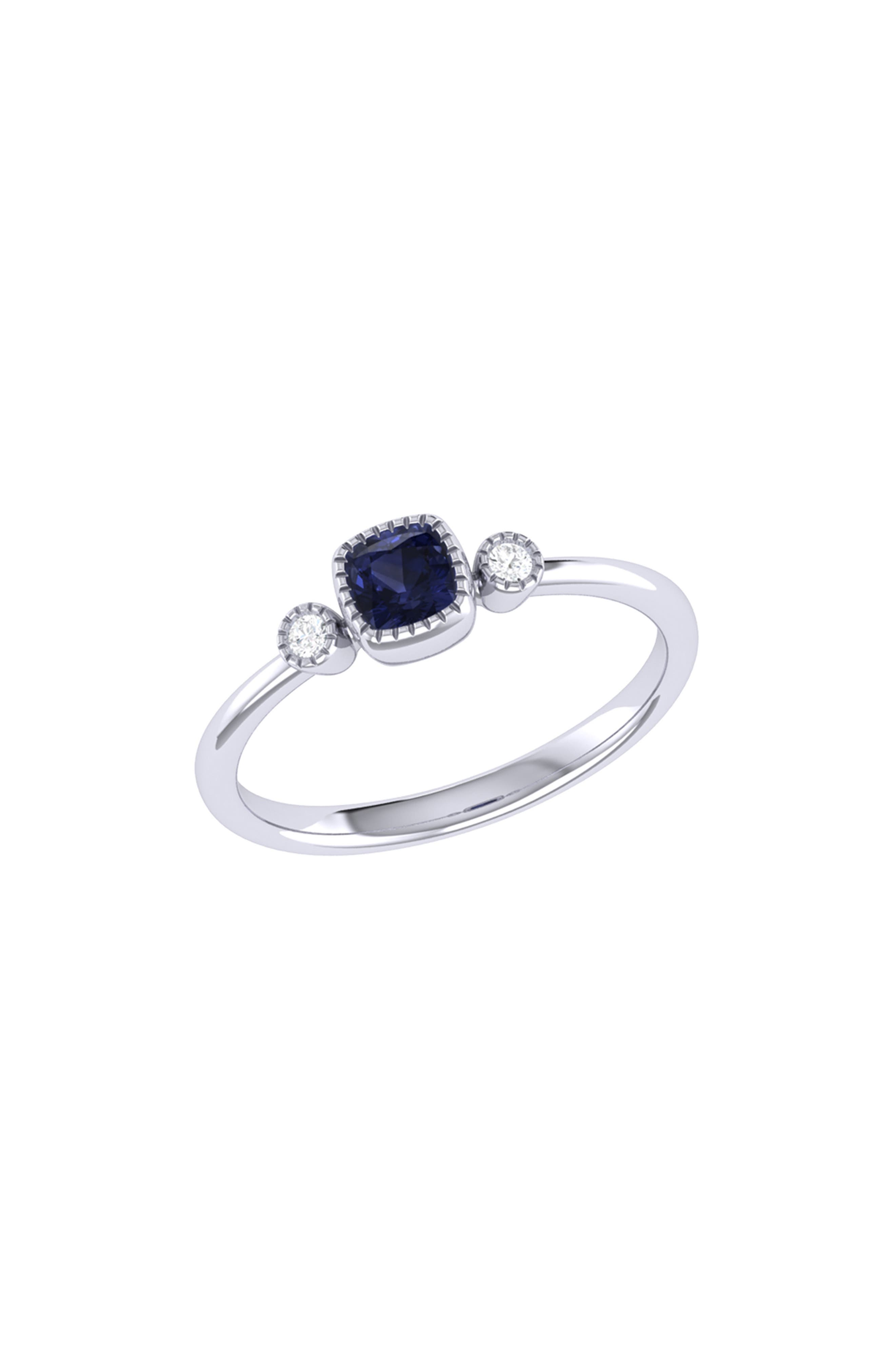 LuvMyJewelry Cushion Cut Sapphire & Diamond Ring