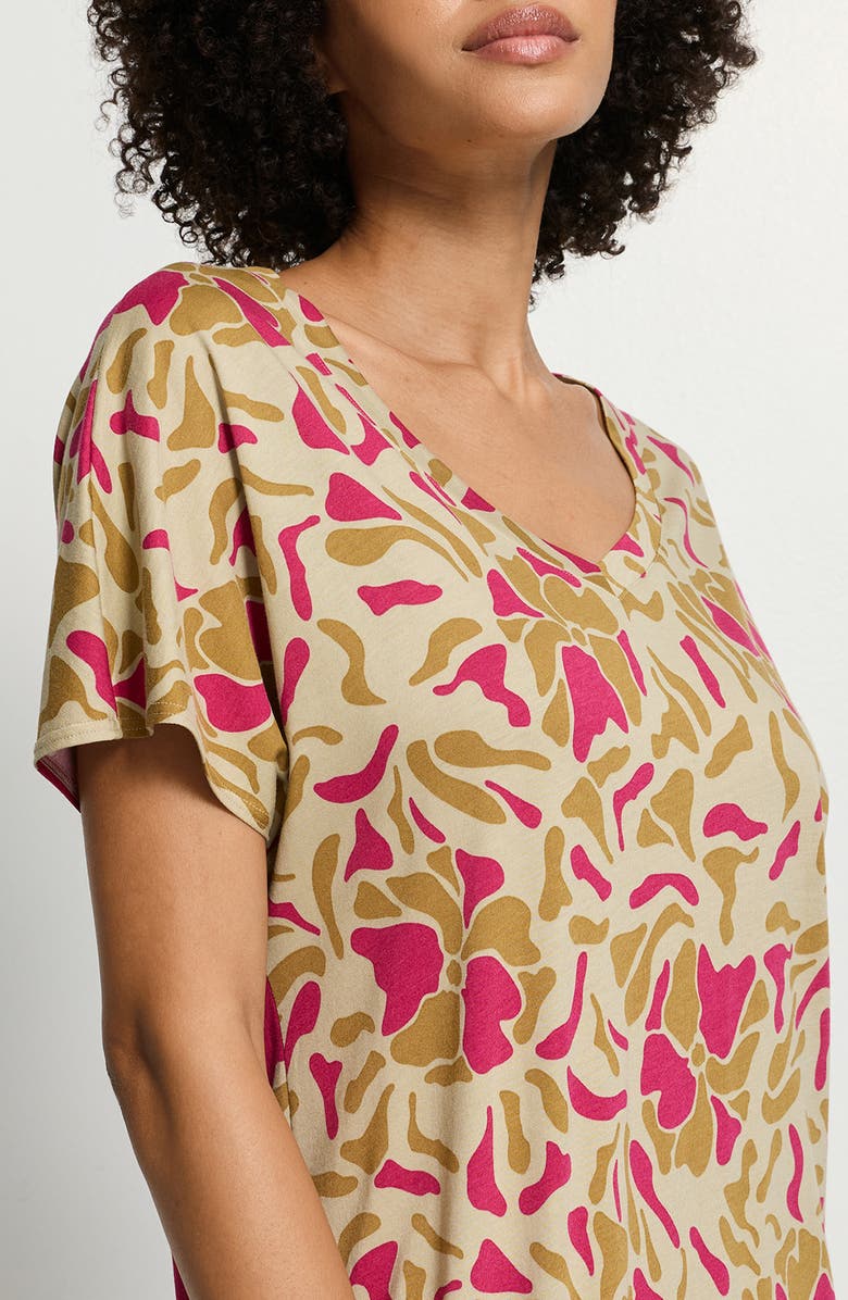 Hanro Short Sleeve Cotton & Modal Nightgown, Alternate, color, Illustrated Petals