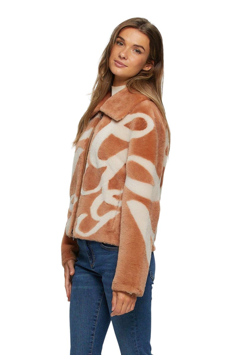 GORSKI Reversible Shearling Lamb Intarsia Jacket, Alternate, color, White/Salmon