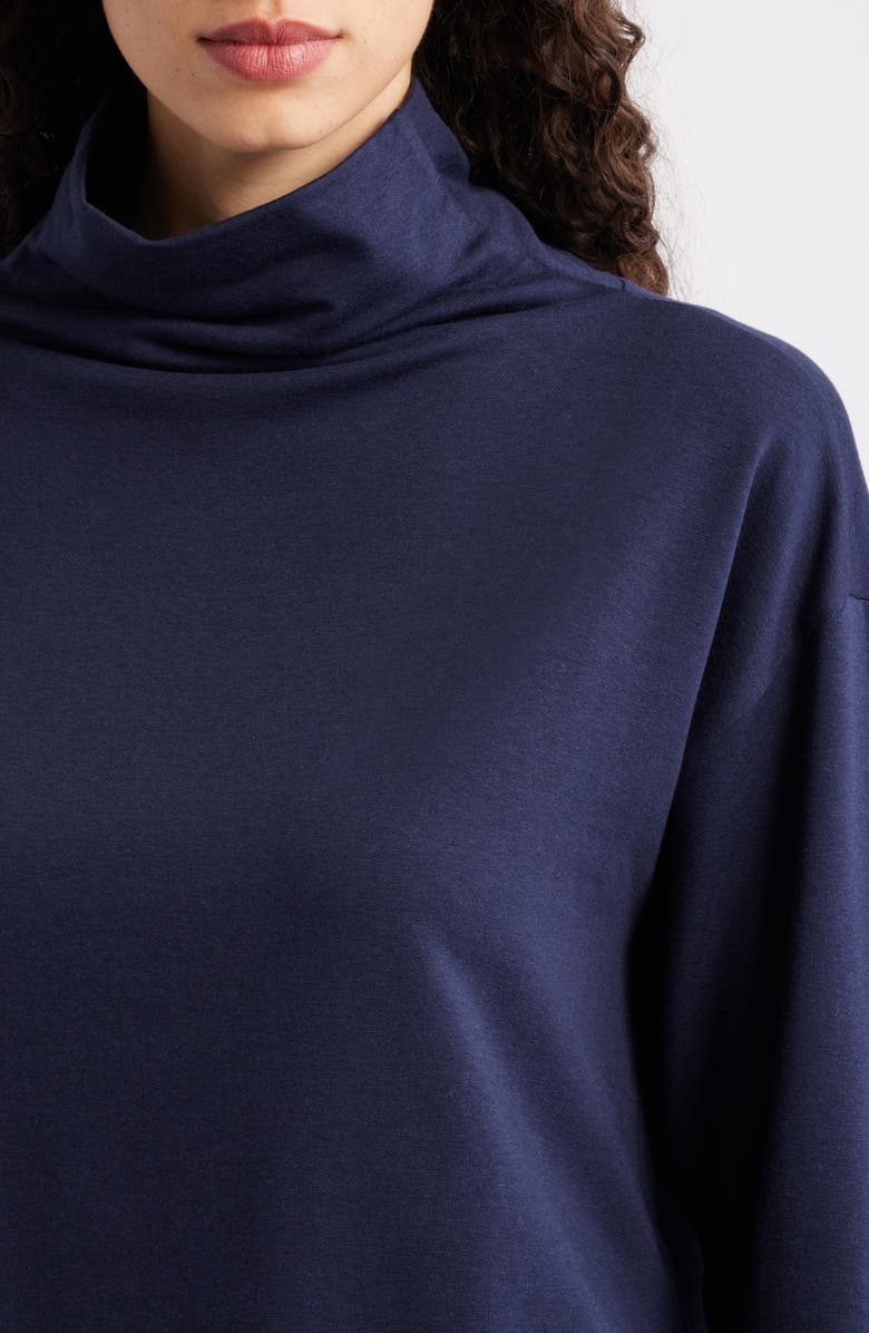 Eileen Fisher Funnel Neck Boxy Top, Alternate, color, Ink