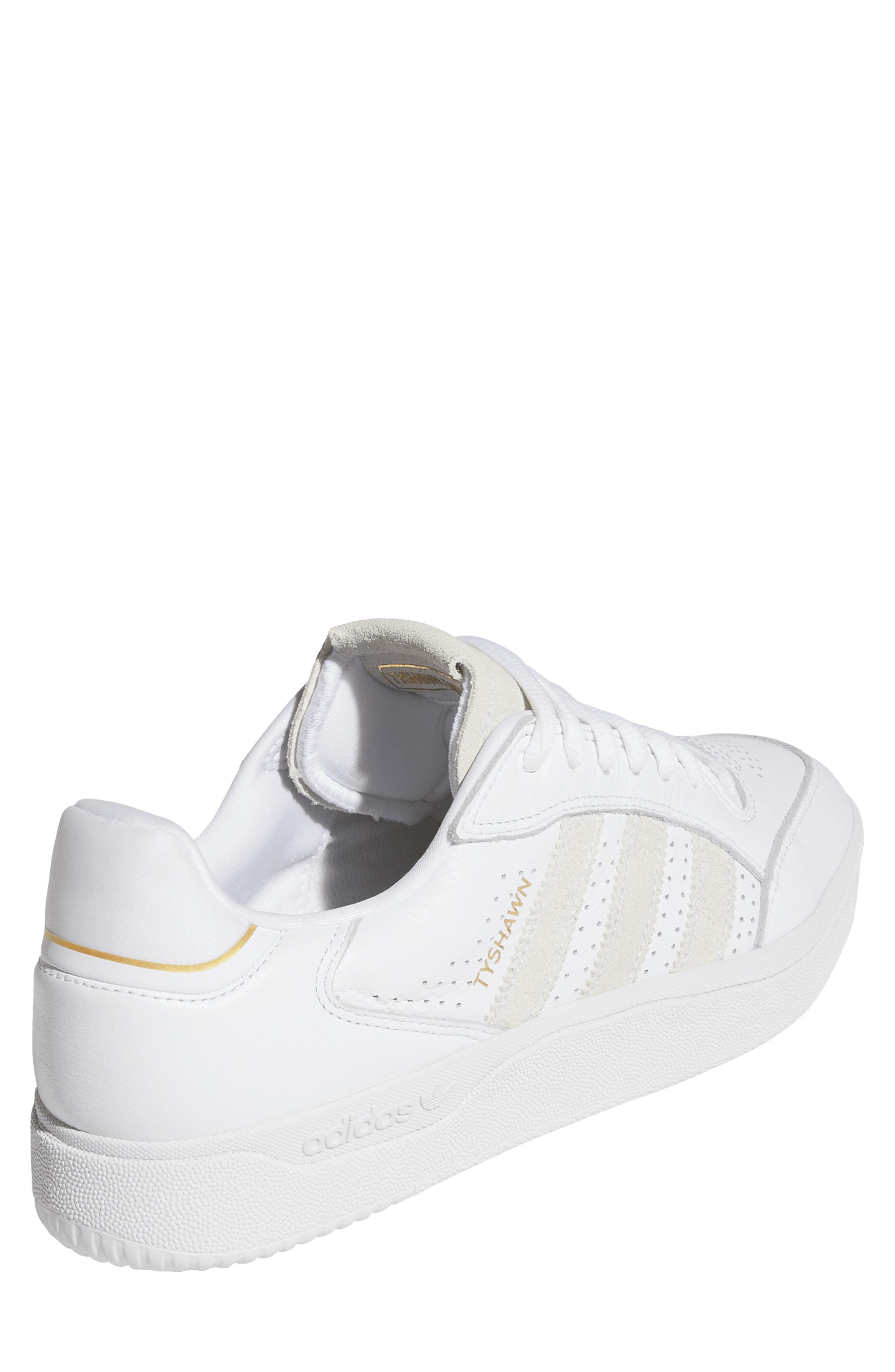 adidas Tyshawn Low Top Sneaker, Alternate, color, White/ White/ Gold Metallic