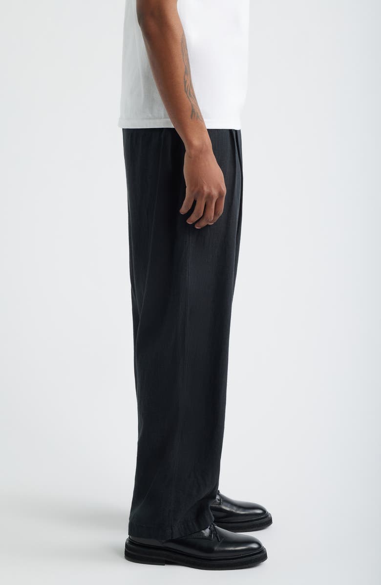 Obey Foster Pleated Linen Blend Pants, Alternate, color, Black
