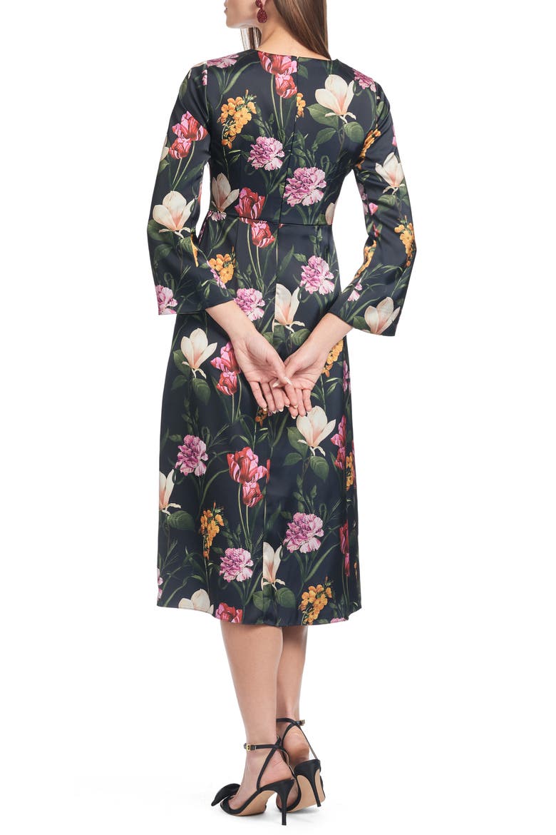 Alexa Floral Satin Cocktail Dress, Alternate, color, DARK MIDNIGHT BOUQUET
