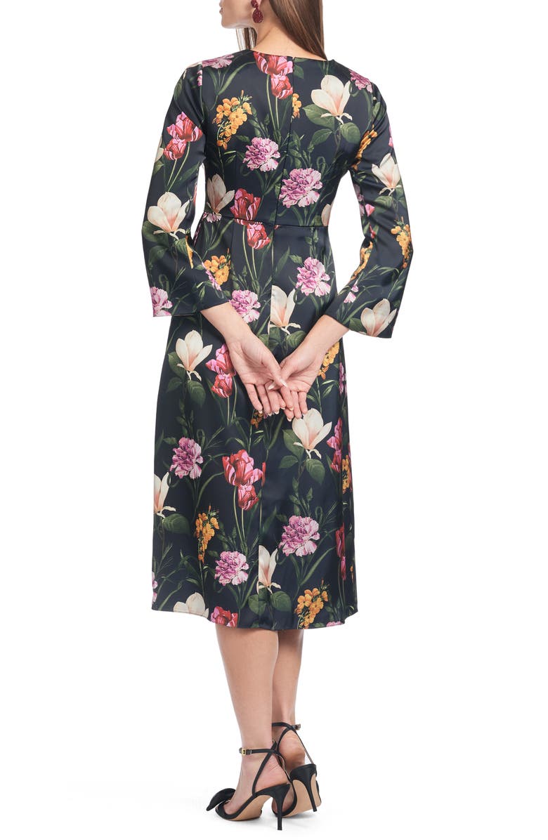 Sachin & Babi Alexa Floral Satin Cocktail Dress, Alternate, color, Dark Midnight Bouquet
