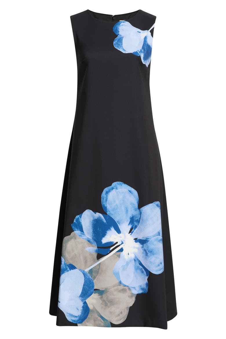 Floral A-Line Midi Dress, Alternate, color, ANNE BLACK MULTI