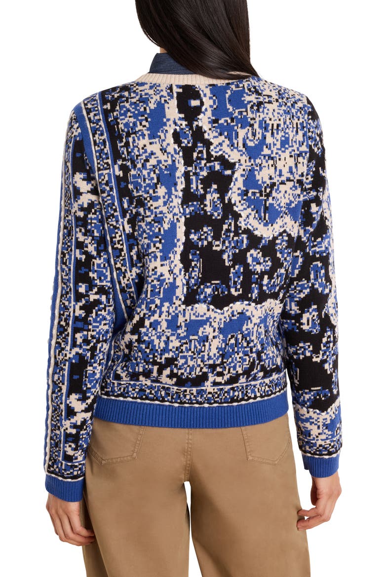 Bandana Jacquard Crewneck Sweater, Alternate, color, BLUE MULTI