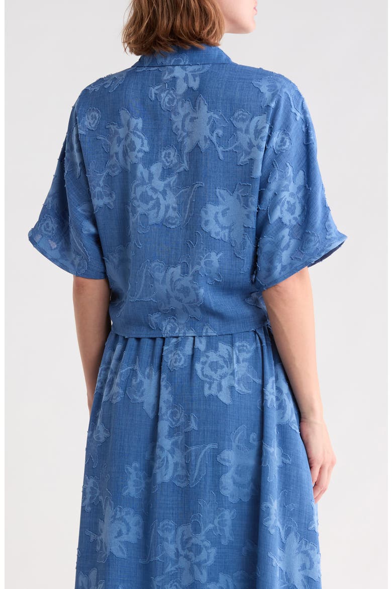 Jacquard Dolman Sleeve Tie Top, Alternate, color, BLUE FLORAL
