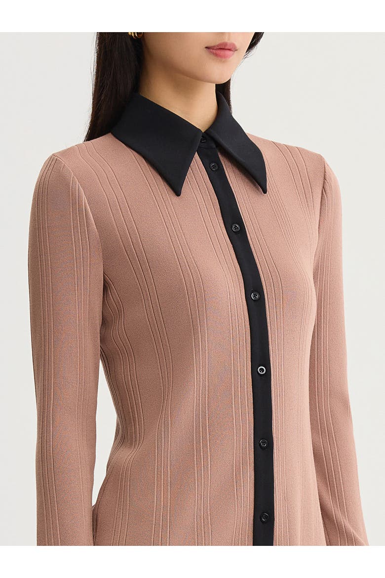 Lightweight Mixed Media Soft Knit Shirt, Alternate, color, Charmeuse/Black