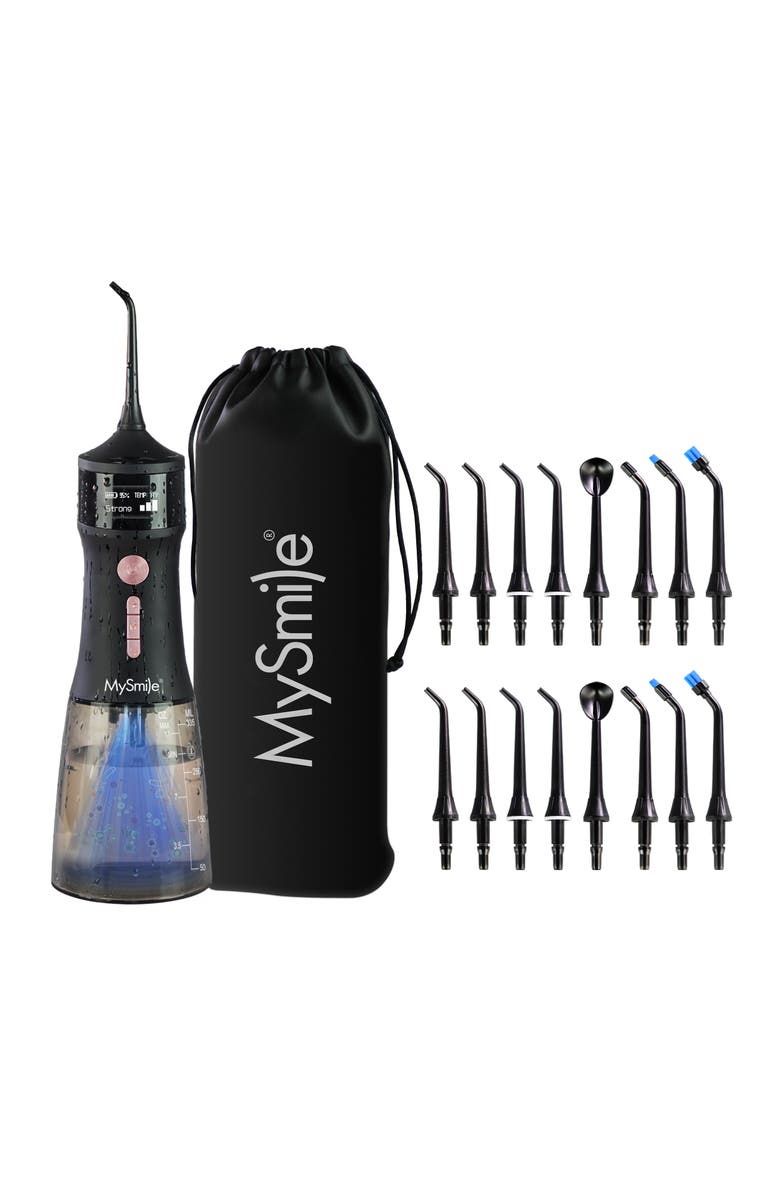 MySmile LP221 Cordless Water Flosser with Refill Jet Tips Bundle, Main, color, Black