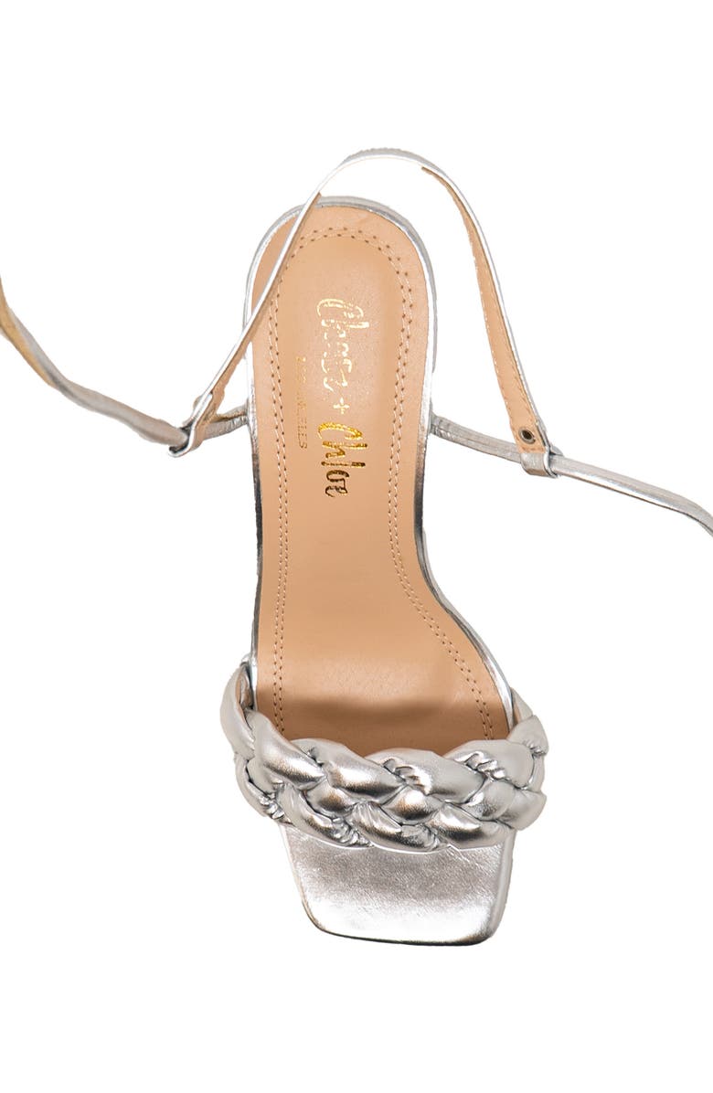 CHASE AND CHLOE Ankle Tie Braided Sandal, Alternate, color, Silver Metallic