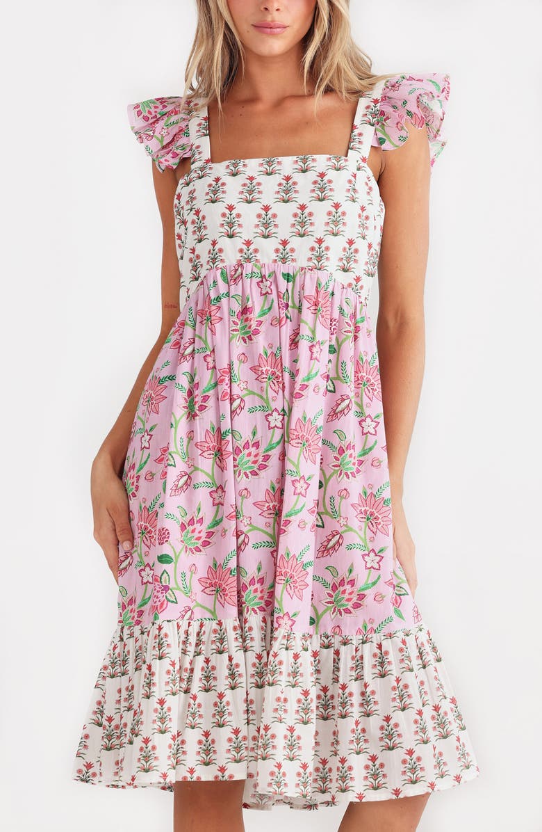 Talisman the Label Zoe Ruffle Hem Dress, Alternate, color, Strawberry Fields