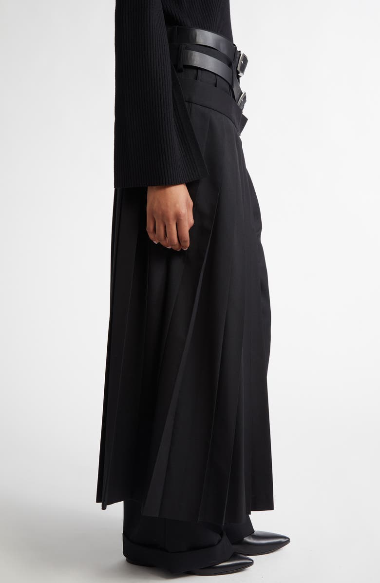 Junya Watanabe Wool Blend Serge Belted Skirt Pants, Alternate, color, 