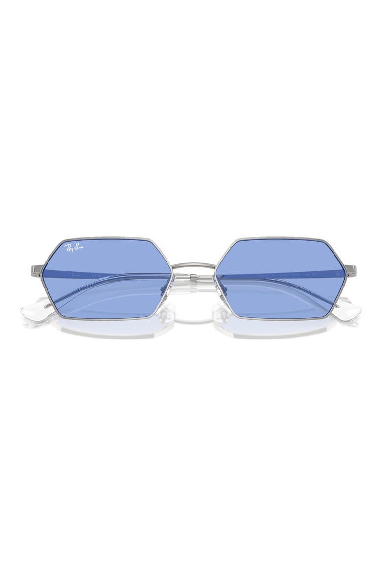 55mm Frameless Rectangle Sunglasses, Alternate, color, SILVER