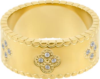 Cubic Zirconia Clover Band Ring
