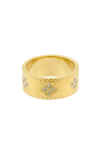 Adornia Cubic Zirconia Clover Band Ring In Gold