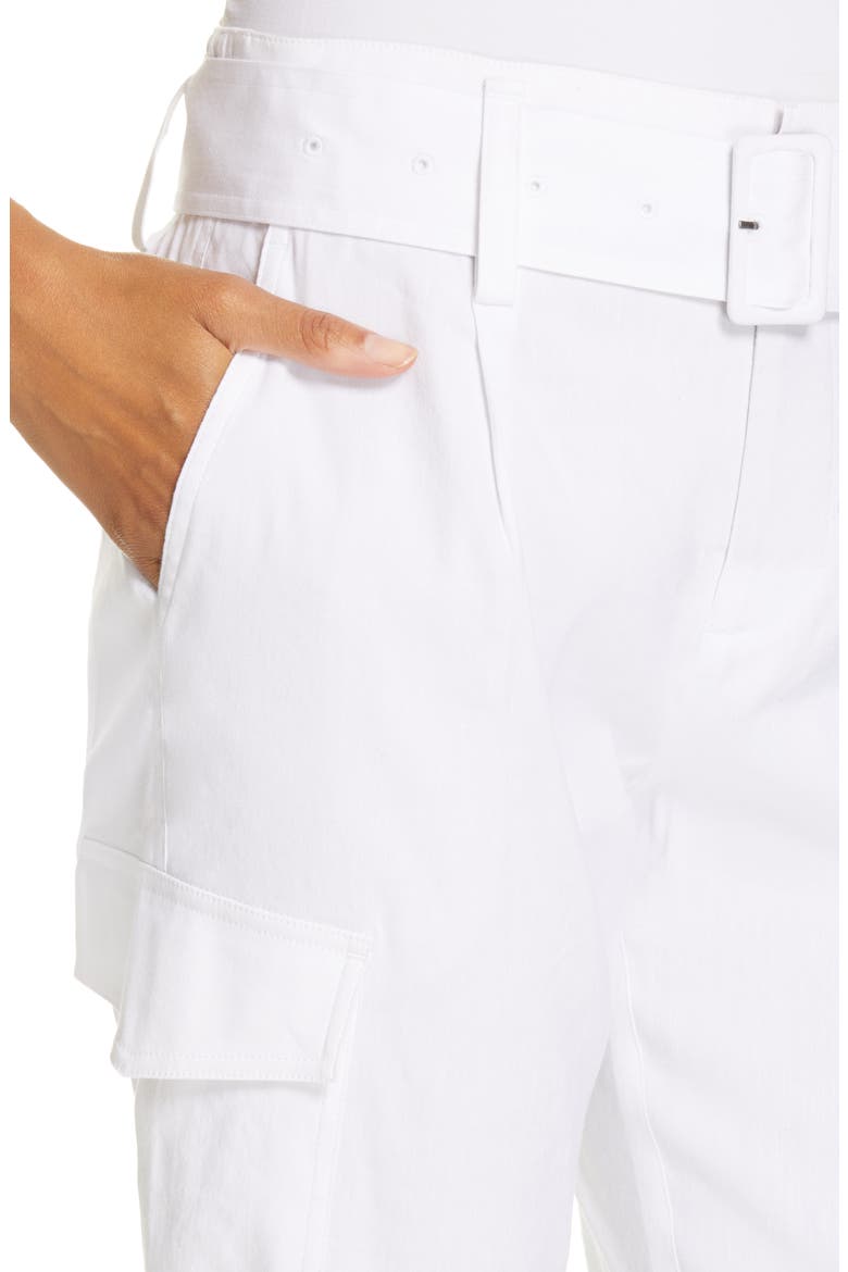 Belted Linen Blend Pants, Alternate, color, OPTIC WHITE