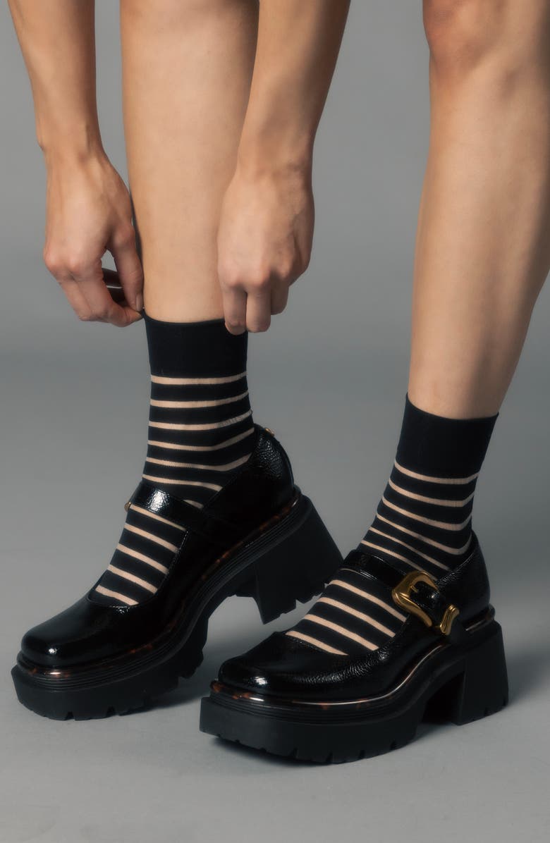 K Bell Socks Assorted 2-Pack Sheer Stripe Crew Socks, Alternate, color, Red Multi