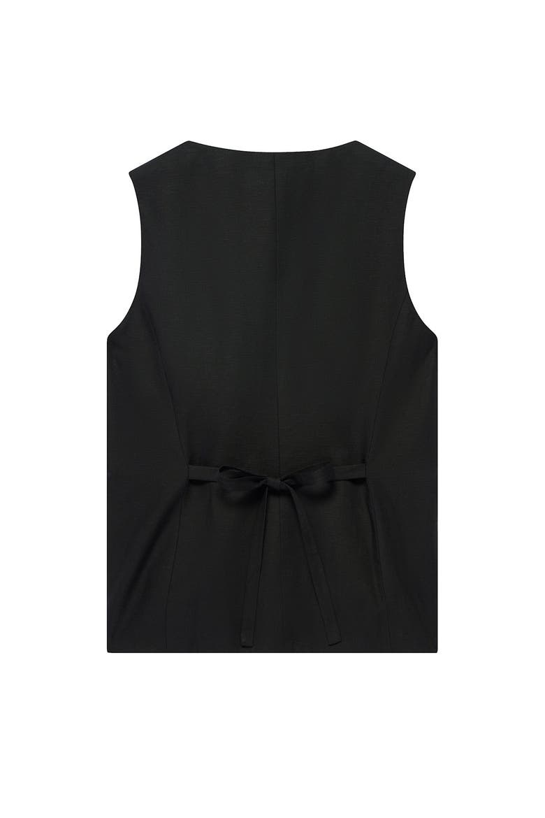 Linen Button Detail Waistcoat, Alternate, color, Black