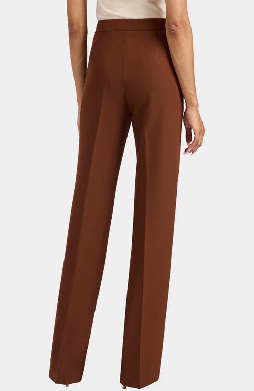 Santorelli Prima Straight Leg Pants In Soft Stretch Crepe In Brown