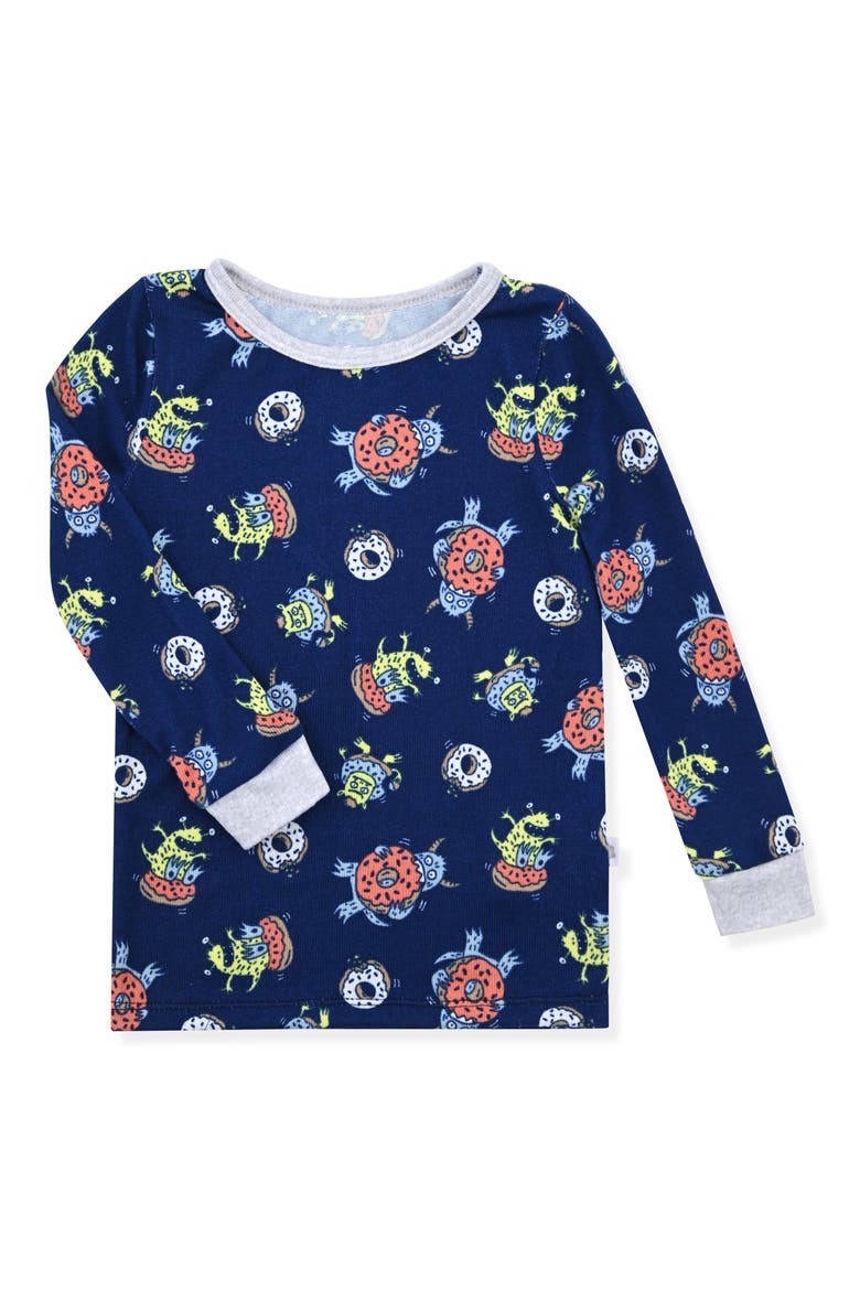 Fitted Two-Piece Pajamas & Socks Set, Alternate, color, NAVY