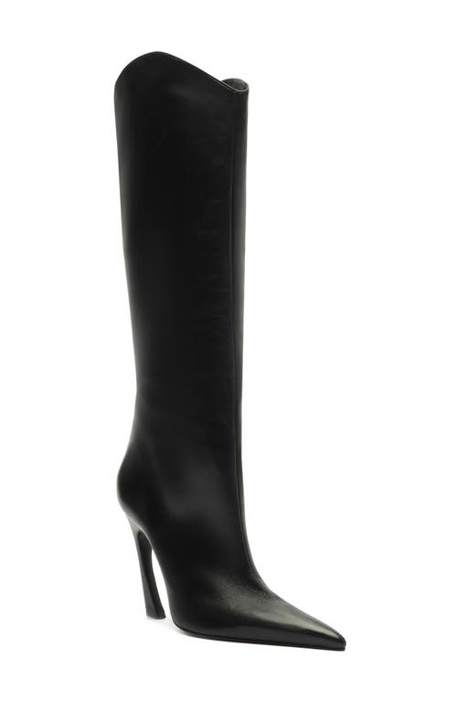 Schutz Maryann Up Leather Curve Tall Boots In Black
