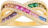 Queen Jewels Multicolor Cubic Zirconia Crossover Band Ring