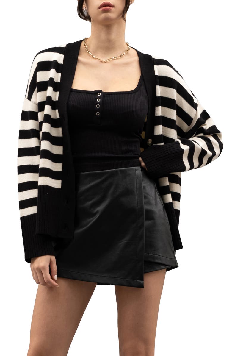 Blu Pepper Stripe Knit Cardigan, Main, color, 