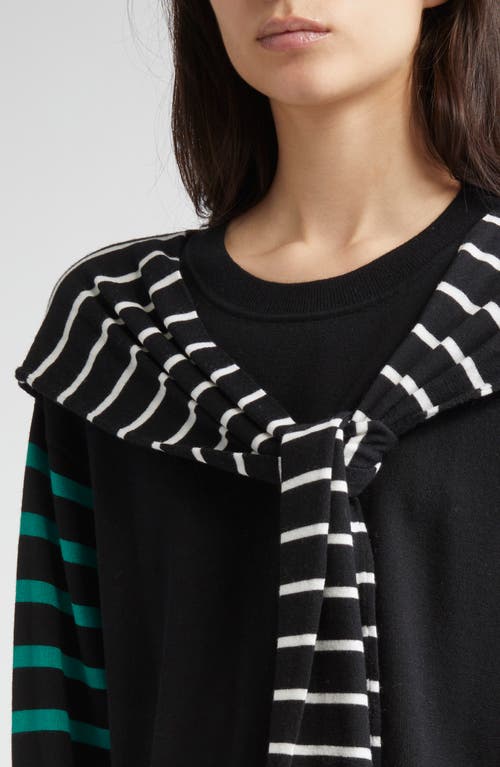 Zankov Theodore Stripe Merino Wool Sweater With Stripe Scarf Detail In Multi