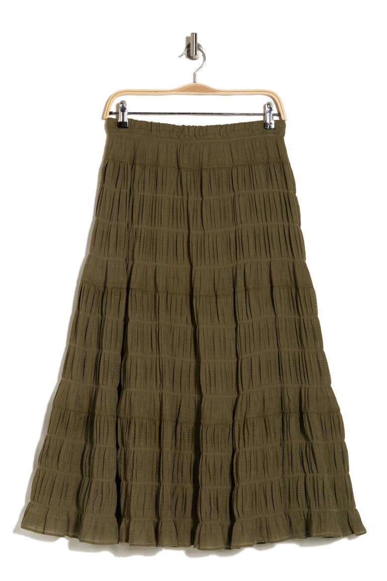 Textured Midi Skirt, Alternate, color, ARMY-ARMY