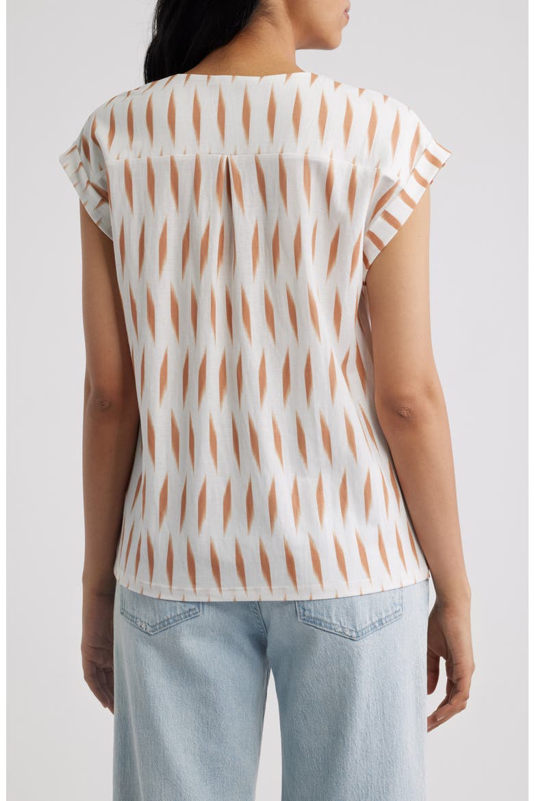 Dolman Sleeve Piqué T-Shirt, Alternate, color, IVORY/ LIGHT BROWN IKAT