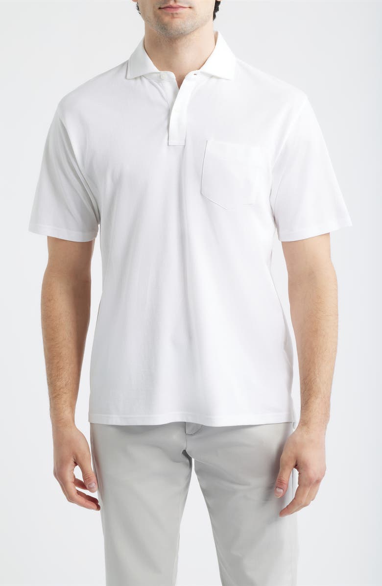 Peter Millar Everyday Piqué Pocket Polo, Main, color, White