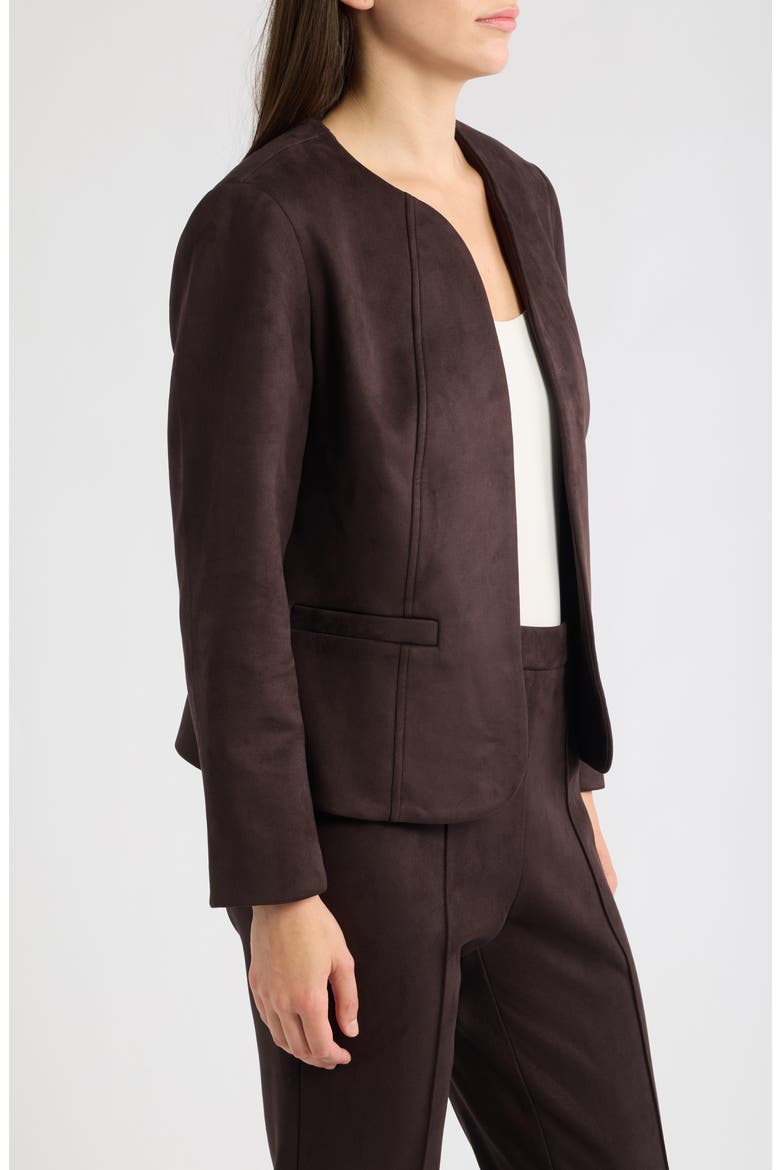 Kissing Front Scuba Faux Suede Jacket, Alternate, color, DEEP MAHOGANY