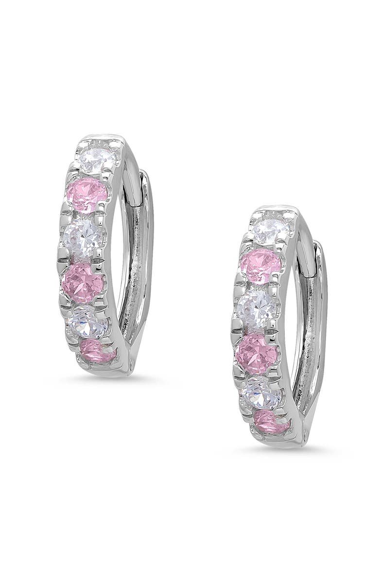 Kids' Cubic Zirconia Hoop Earrings, Main, color, PINK