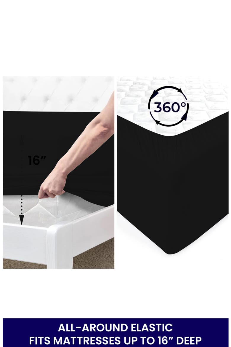 Deep Pocket Microfiber Sheet Set, Alternate, color, BLACK