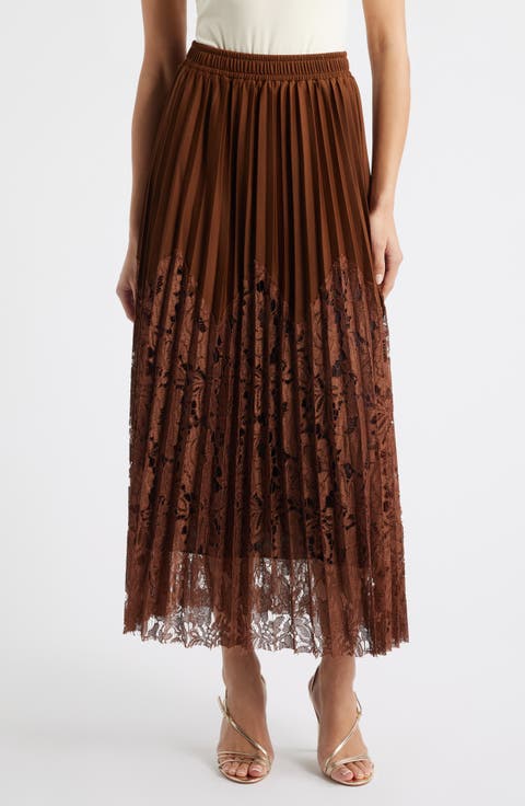 Sigrid Mixed Media Pleated Skirt