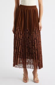 NIKKI LUND Sigrid Mixed Media Pleated Skirt