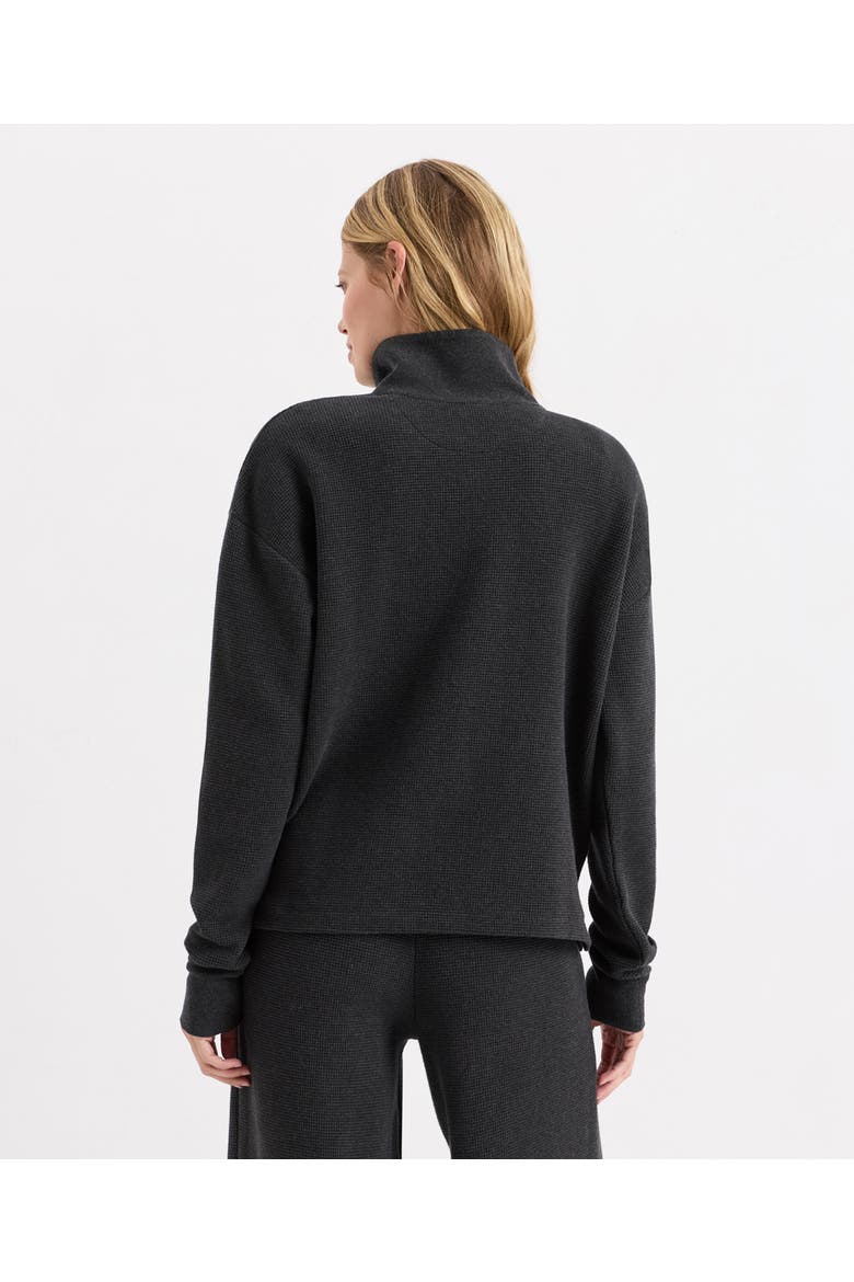 Organic Cotton Luxe Waffle Henley, Alternate, color, Dark Charcoal Heather