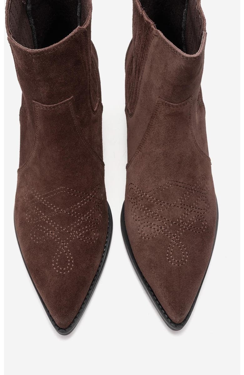 Forever & Always Shoes Julieta Leather Block Heel Western Boot, Alternate, color, Brown Suede