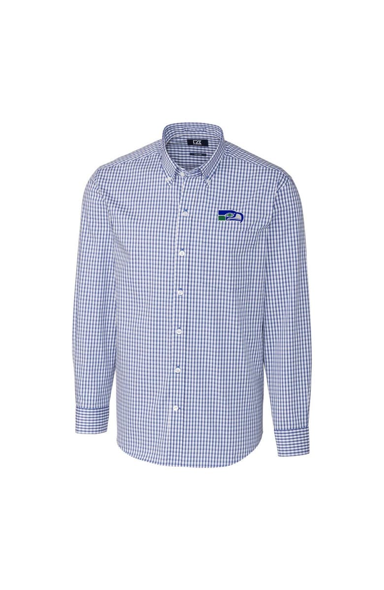 Cutter & Buck Men's Cutter & Buck Royal Seattle Seahawks Throwback Logo Easy Care Stretch Gingham Long Sleeve Button-Down Shirt, Alternate, color, Royal