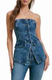 The Phoebe Strapless Denim Bustier Top